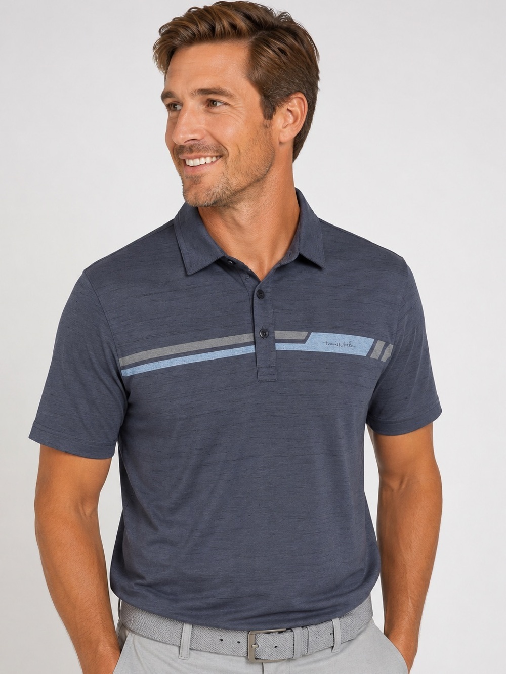 TravisMathew Men’s Golf Polo Shirt Gray Blue Size Medium